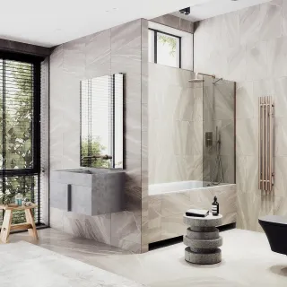 Шторка на ванну MaybahGlass MGV-70-2ш 80см бронза